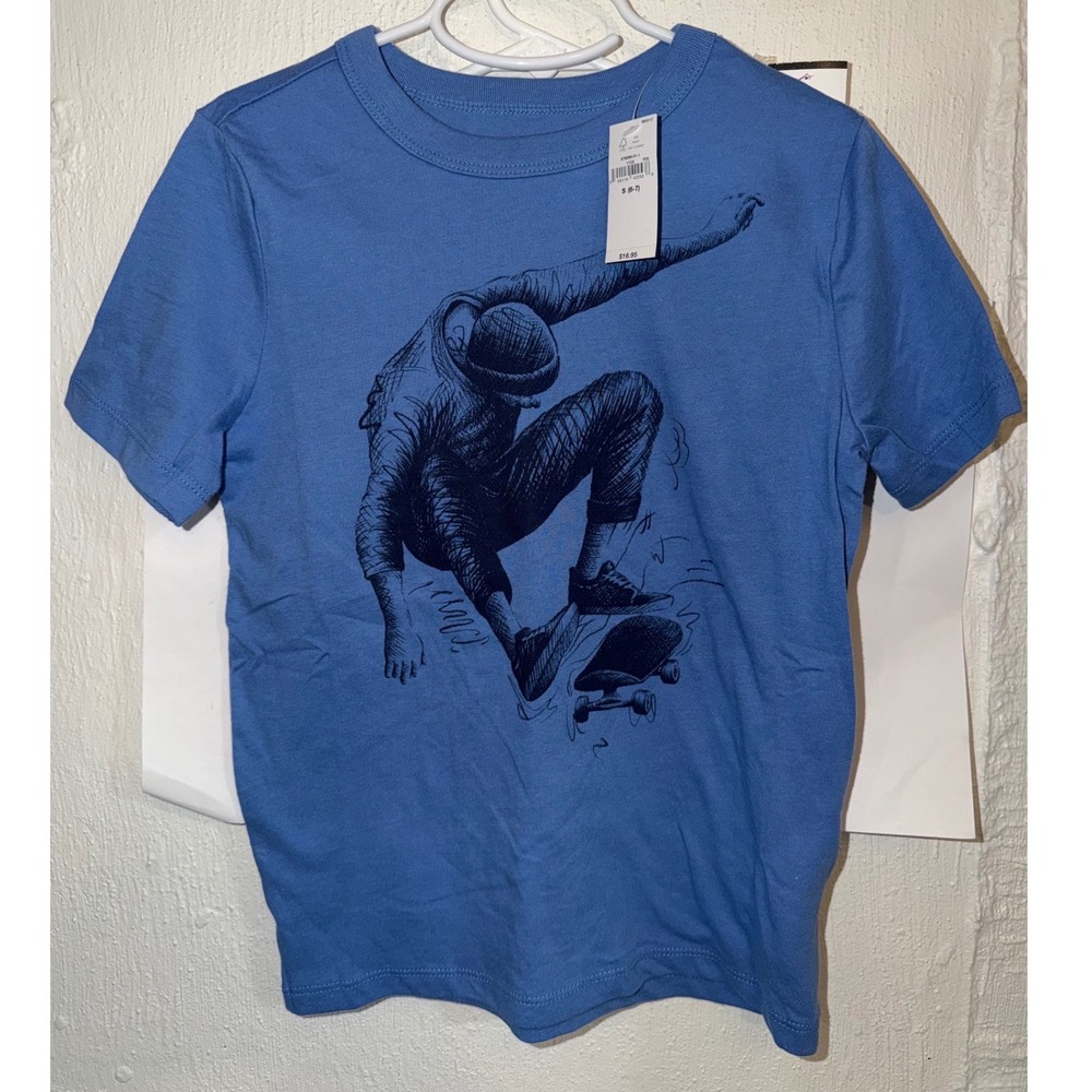 Gap Kids Boys Blue Skateboarder Graphic Tee Shirt NWT Size S 6-7
